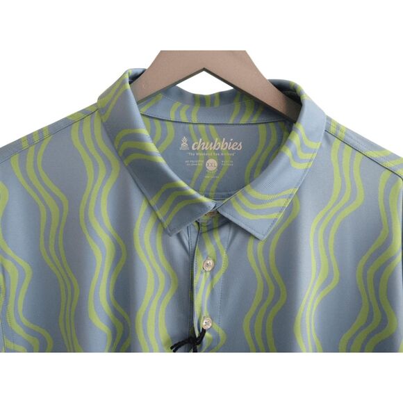 Chubbies Performance Polo 2XL Wavy Daze Blue/Green NWT - Picture 2 of 6